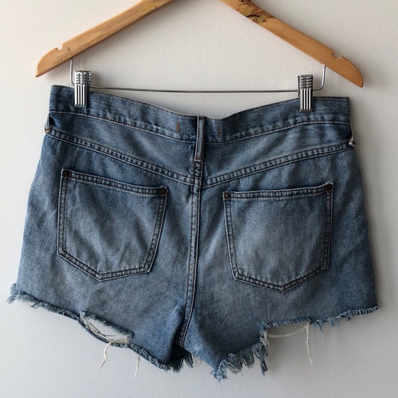 Free People Distressed High Waisted Denim Shorts - Picture 2 of 3